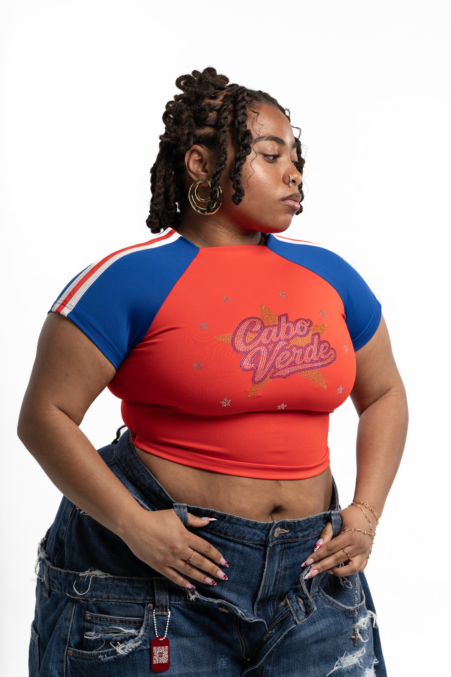 Cabo Verde game day outfit – Rhinestone top